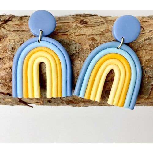 Earrings for Women Rainbow Color Soft Clay Geometric U-shaped Clay Fashion Earrings Unique Exaggerated Funny Earring Girls Gifts