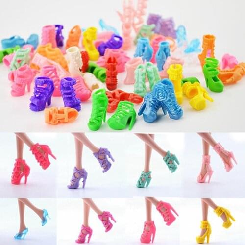 NK 10 pairs Doll Shoes Fashion Cute Colorful Assorted shoes for Barbie Doll with Different styles High Quality Baby Toy