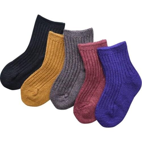 10pairs/Lot Boys Girls Children Winter Thick Socks Kids Pure Color Warm Wool 2-12Years