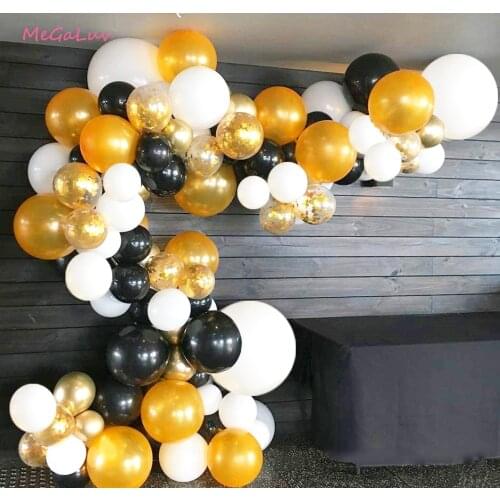 120PCS Black Gold Sequined Latex Balloon Chain Romantic Birthday Balloon Birthday Party Wedding Decoration Children Party Toy