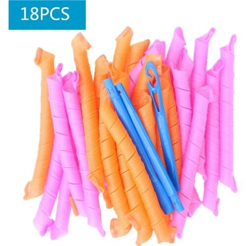 18PCS Hair Rollers (20/30/45/50/55cm) Snail Shape Not Waveform Spiral Round Curls Hair Curler Soft Hair Curler Magic Hair Tools