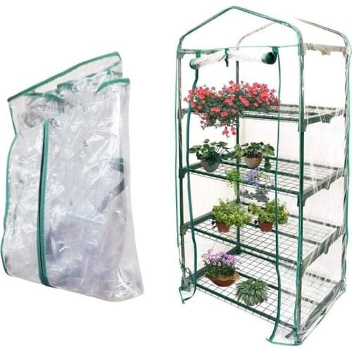 2/3/4/5 Tier Greenhouse PVC Cover wih Roll-Up Zipper Door Plant Grow Bags Foldable Transparent Tent Planting Supplies
