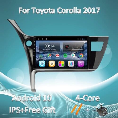 2 Din IPS Android 10 For Toyota Corolla 2017 DVD Car Radio Car Multimedia Player GPS Navigation Rear View Camera Bluetooth OBDII