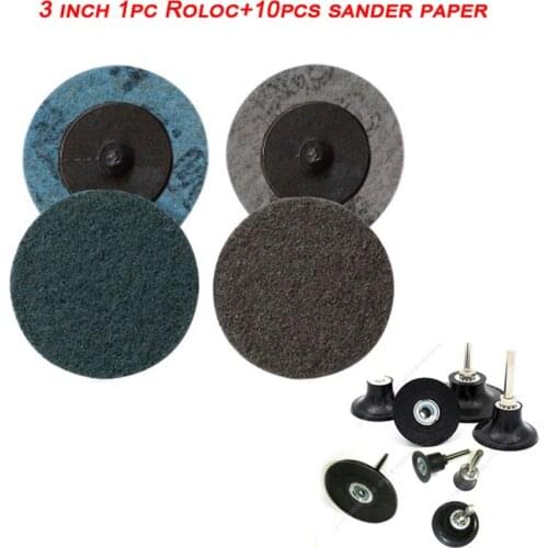 3" 75mm Back-up Pad for Roloc Sanding Disc Air Grinder 6mm Adapter Thread Bolt Shaft Changeable Rubber Pad Sponger Pad Paper