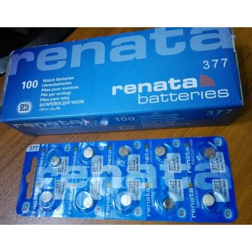 100X renata Silver Oxide Watch Battery 377 SR626SW 626 1.55V % original brand renata battery