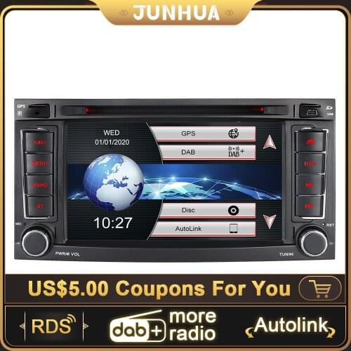 JUNHUA Built-in DAB+ Autolink Car Radio DVD 16GB SD SWC BT RDS DAB+ Navigation For VW Touareg Multivan Transporter T5 2004-2011