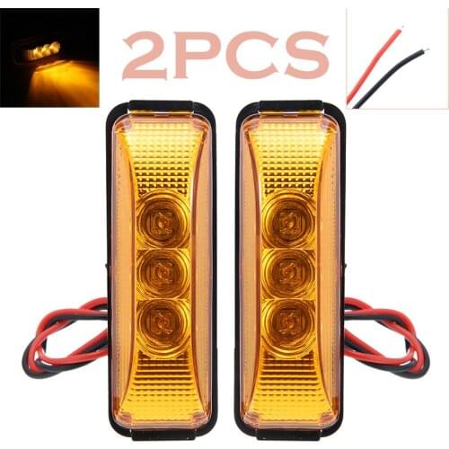 2pcs Amber 3-LED Car Auto Side Marker Lights 12V Truck Trailer Waterproof Clearance Side Marker Signal Lamps 10x3.4x3cm Parts