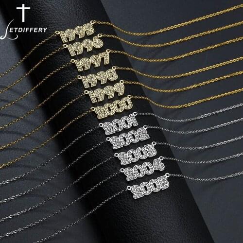 Letdiffery Cubic Zirconia Years Necklaces Gold Stainless Steel Chain Necklace for Women Wedding Birthday Jewelry Party Gifts