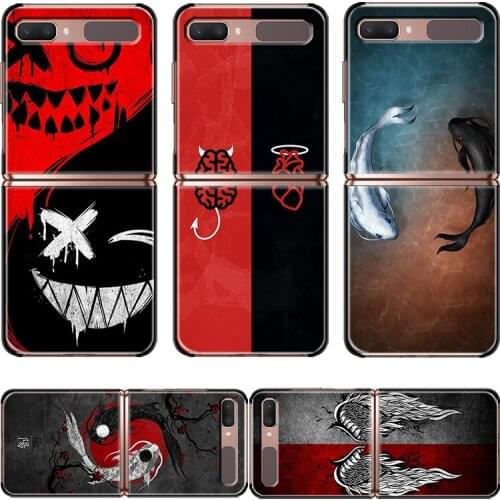 Angel Demon Smiley Yin Yang For Samsung Galaxy Z Flip 3 5G Black Mobile Shockproof Hard Capa Fundas Phone Case