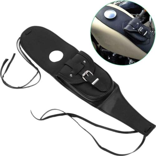 Black Motorcycle Gas Tank Dash Console Center Pouch Bag PU Leather for Harley Sportster 883 1200