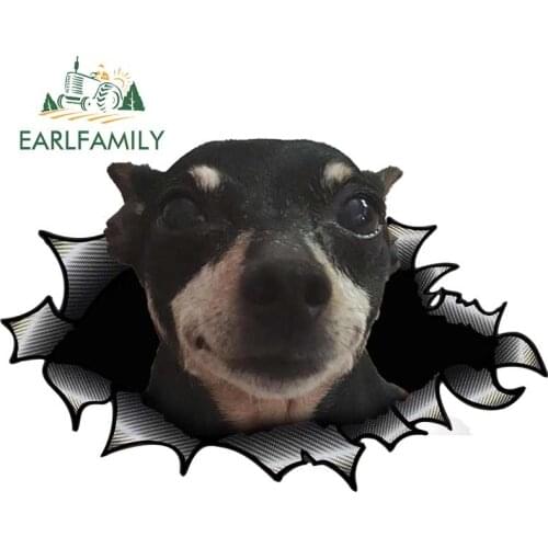 EARLFAMILY 13cm x 8.4cm Car Sticker Torn Metal 3D Pincher Decal Sunscreen Scratch Vinyl Trunk Bumper Car Styling Pet Dog Sticker