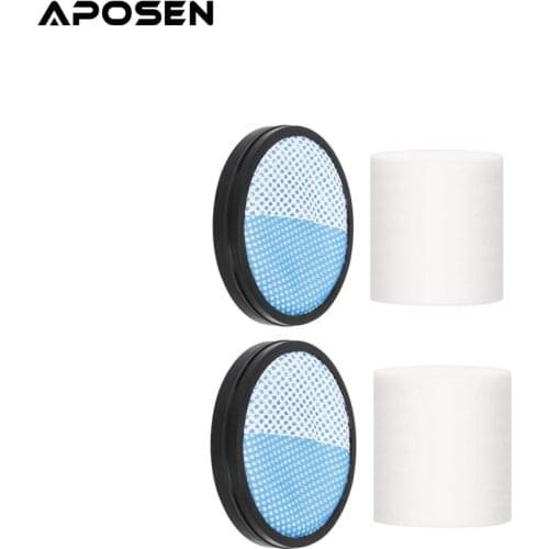 HEPA Filters for Aposen H250/H120/H150 Handheld Cordless Vacuum Cleaner HEPA Filter 2pcs Flat Sponge + 2pcs Cylindrical Sponge