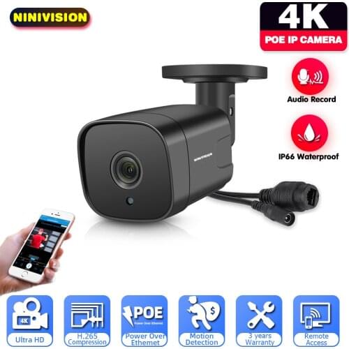 8Mp 4K Ip Camera Poe 5Mp Real time 25fps Cctv Security Cameras H.265 Outdoor Waterproof Audio Video Surveillance For Nvr System
