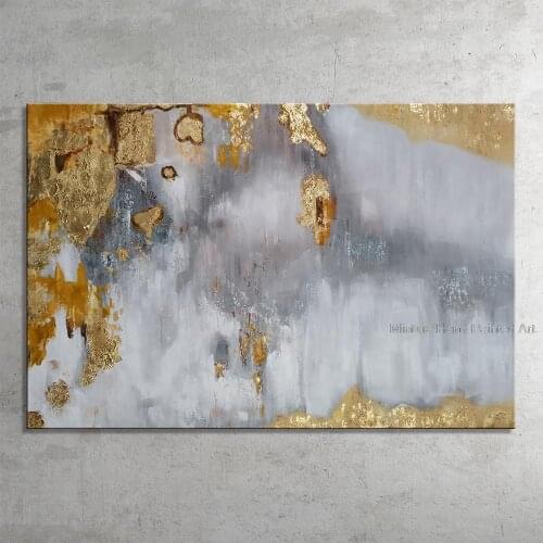 Handmade Handpainted Abstract Modern Golden Earth Oil Paintings On Canvas Wall Art Picture For Living Room Home Decor Office Art