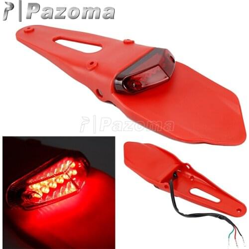 Motorcycle Rear Fender License Plate Bracket w/ 12V LED Taillight Brake Lamp For Honda Kawasaki XR400 CRF250 450 KLX450R EXC