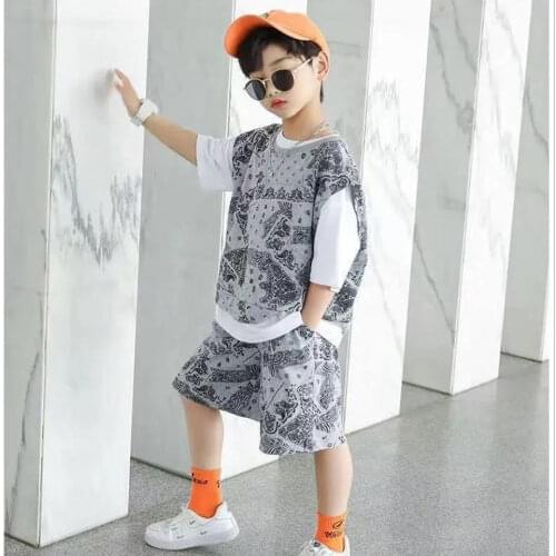 Summer Baby Boys 3Pieces Tops T-shirt+Vest+Short Pant 3Pcs/Set For 2T 3T 4 6 7 8 9 10 12 Years Kids Fashion Boys Clothing Suit