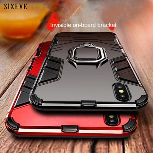 Magnetic Adsorption Car Phone Case For iPhone 12 11 Pro X XR XS Max 8 7 6S 6 Plus 5 SE 2020 Ring Stand Holder Hard Black Cover