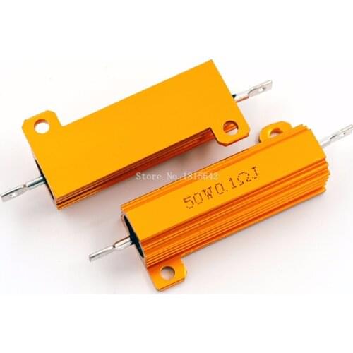 RX24 50W 0.1R 0.1RJ Metal Aluminum Case High Power Resistor Golden Metal Shell Case Heatsink Resistance Resistor 0.1 ohm