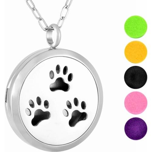 IJP0135 Fashion Jewelry Aromatherapy Necklace,Dog Paw Perfume Locket, Essential Oil Diffuser Necklace