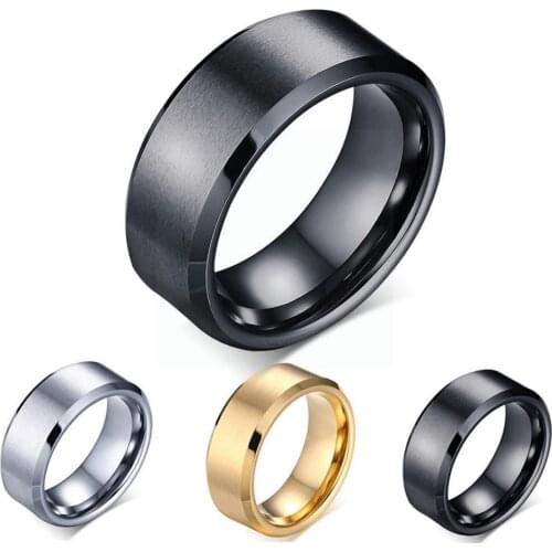 Black Tungsten Carbide Mens Ring Wedding Engagement Wide Ring Anillos Jewelry For Man Personality Couple Ring Z1H6