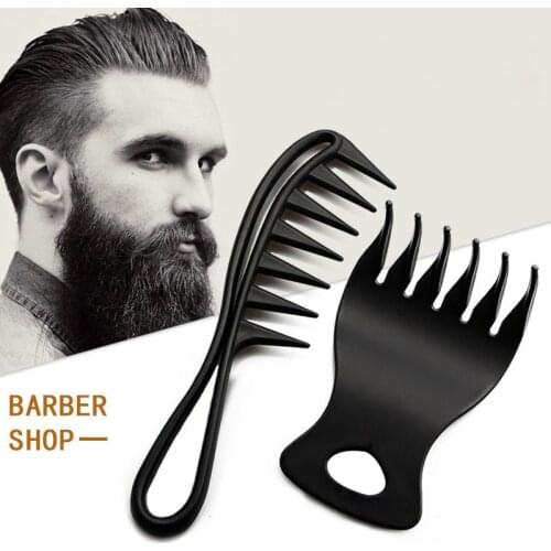Men Hairdressing Wide Teeth Comb Handle Grip Large Tooth Detangling Curly Hair Comb Back Head Styling Beard Oil Comb Set Gift