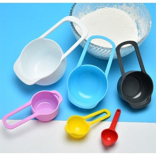 6pcs Multi Purpose Spoons Measuring Cup Tools PP Baking Accessories Colorful Plastic Handle Kitchen Gadgets Measuring Spoons