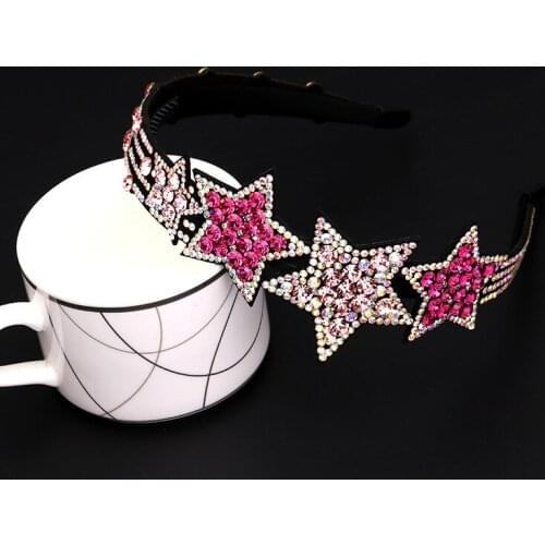 Korean Style New Colorful Rhinestone Inlaid Hair Band Simple Star Thin Headband Headwear for Women Fashion Hair Accessories