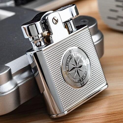 Honest High Quality Classic Fashion Kerosene Lighter Retro Nostalgic Push Lighter Mens Smoking Tool Birthday Gift for Boyfriend