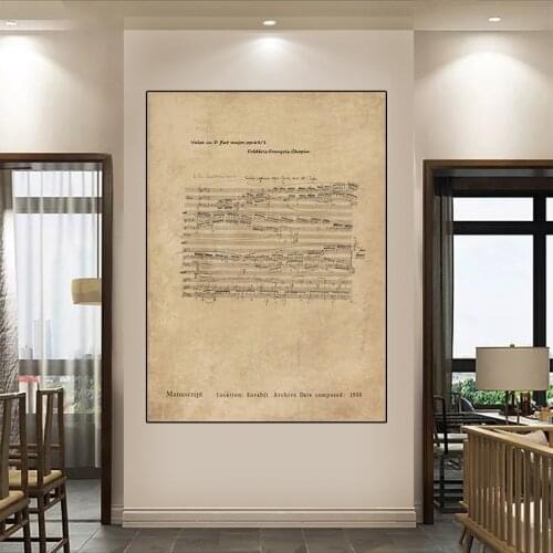 Piano Sheet Music Canvas Painting Retro Style Posters Print Wall Art Pictures Modern Bedroom Living Room Home Decoration