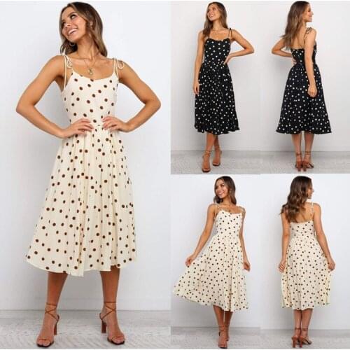 Strap Dress Womens Summer Sexy Backless Womens Fashion Casual Beach Party Polka Dot Dress Bohemian 2020 New Womens Clothing