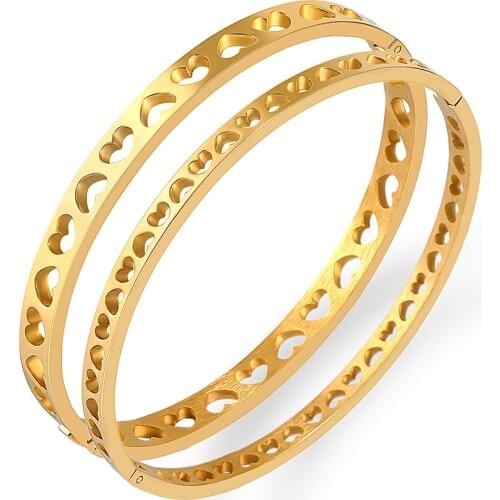 Hollow Bracelet For Women Jewelry Titanium Steel Beaded Bracelets Gold Bangles with Charms Accessories