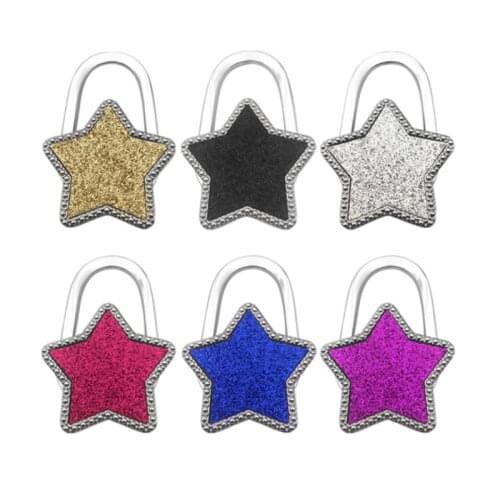 Portable Star Shape Bag Hook Handbag Hanger Foldable Metal Key Ring Rack Table Storage Hardware Travel Outdoor Storage Organizer