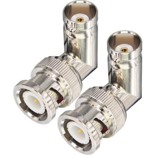 RF Coax Coaxial Connector BNC Male to Female Right Angle 90 Degree Adapter 50 Ohm Pack of 2