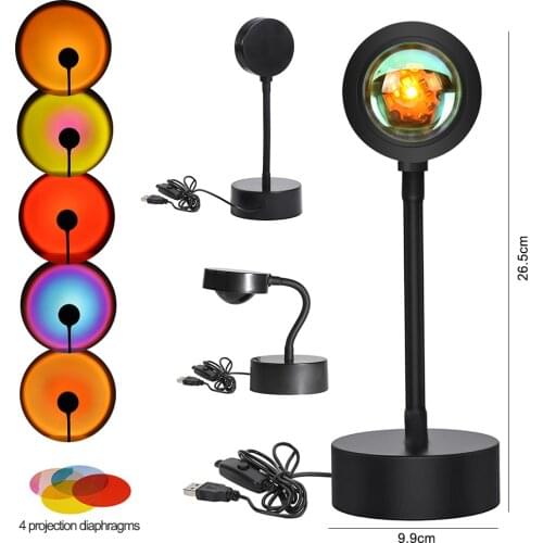 Romantic Sunset LED Projection Lamp 5W USB Atmosphere Night Light Background Projector Desk Lampara Mood Lighting for Home Decor