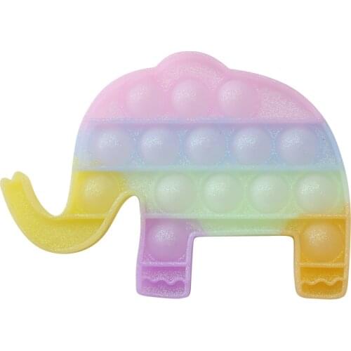 Silicone Cartoon Glitter Elephant Push Bubble Simpl Dimmer Press Board Cup Mat Kid Adult Family Simple Dimple Game Fidget Toys