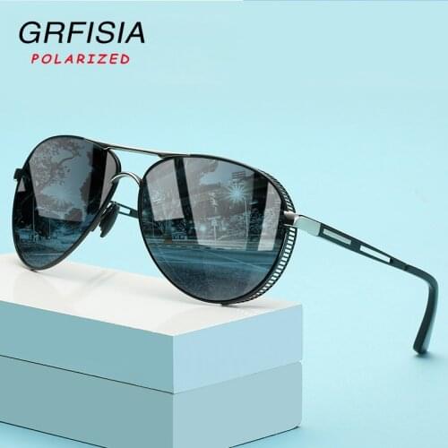 GRFISIA Brand Punk Pilot Polarized Sunglasses Men Photochromic Lens Driving Travel Sun Glasses TAC Lens UV Protection Goggles