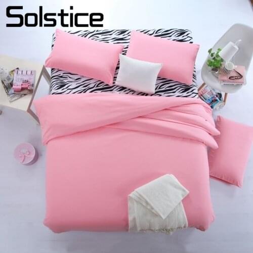 Solstice Home Textile Zebra Stripe Solid Pink Bedding Set Woman Kid Teen Adult Girls Linen Duvet Cover Pillowcase Bed Flat Sheet