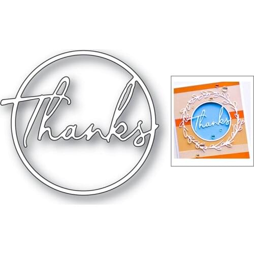 Thanks English Words Decorative New Round Frame 2021 Metal Cutting Dies for Card Making DIY Craft Template No Clear Stamps