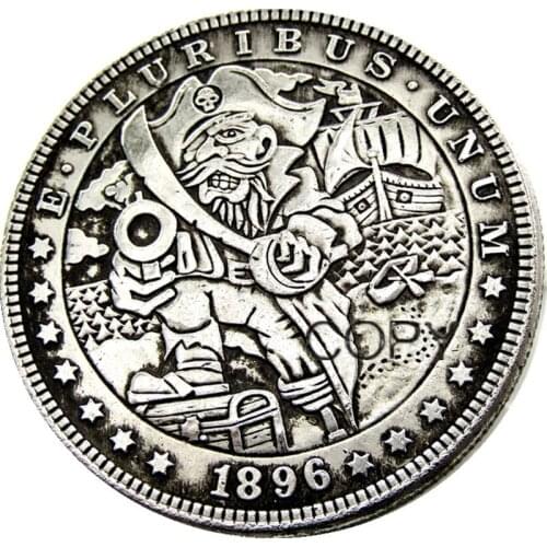 US Hobo 1896 Morgan Dollar Hand Carved Silver Plated Copy Coins