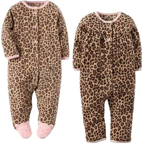 High Quality Baby Girl Boy Clothes Newborn Rompers Newborn Baby Boys Girls Leopard Fleece Rompers jumpsuit Crawling Clothes