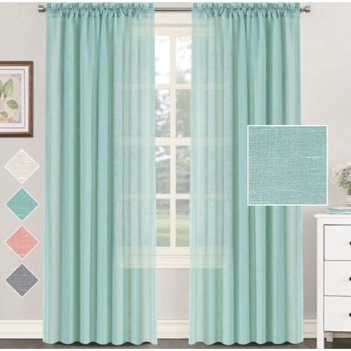 2 Panels Natural Linen Blend Curtain Panels for Living Room / Light Reducing Linen Sheer Curtains, Nickel Grommet Window Panels