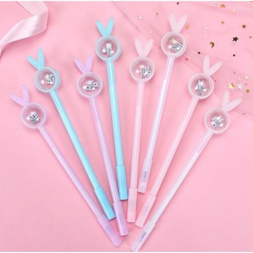 Rabbit Ear Gel Pen0.38mm Cute Gel Pen Novelty Student Kawaii Stationery Pens Creativity Writing Pens Kawaii School Supplies