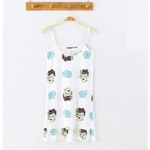 Women cute cartoon girl home nightdress female summer spaghetti strap pajamas ladies new nightdress sleepshirt women nightwear