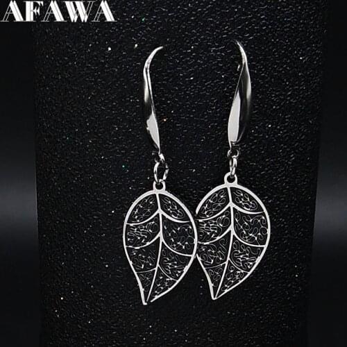 2021 Fashion Leaf Stainless Steel Small Drop Earrings for Women Black Enamel Earrings Jewelry pendientes mujer E612983