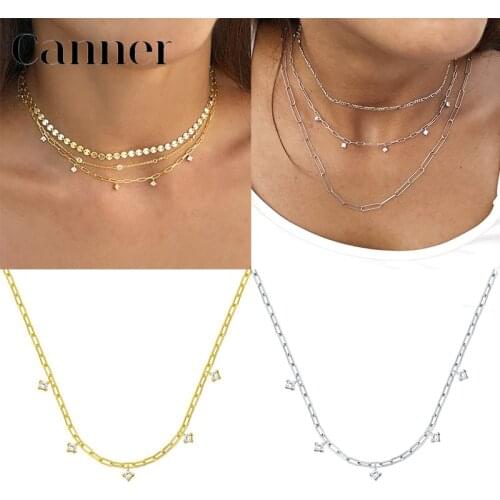 Canner Real 925 Sterling Silver Choker Necklace For Women Clavicle Paperclip Necklace Twist Braided Chain Necklace Collares W5