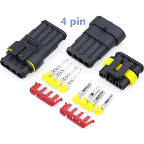 1 Set 4 Pin Female Male Way AMP Super Seal Waterproof Electrical Wire Connector Plug For Car