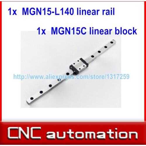 1pc 15mm width 140mm MGN15 linear guide rail + 1pc MGN MGN15C Blocks carriage CNC