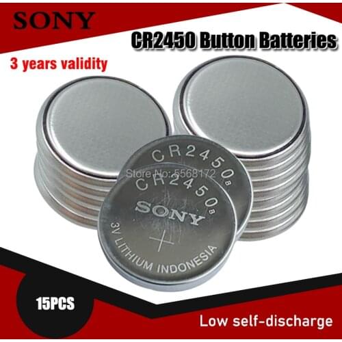 15PCS 100% Original Sony CR2450 CR 2450 3V 550mah Lithium Batteries For swatch watch Car key clocks Pedometer Button Coin Cell