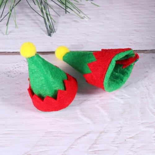 12pcs Creative Christmas Lollipop Hats Christmas Elf Lollipop Caps Decorations for Party Home Restaurant Hotel