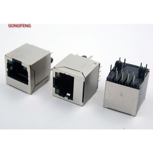 200PCS GONGFENG New Connector RJ45 With lamp Vertical RJ45 Network Socket 5224-8P8C With Shielding Wholesale Sales